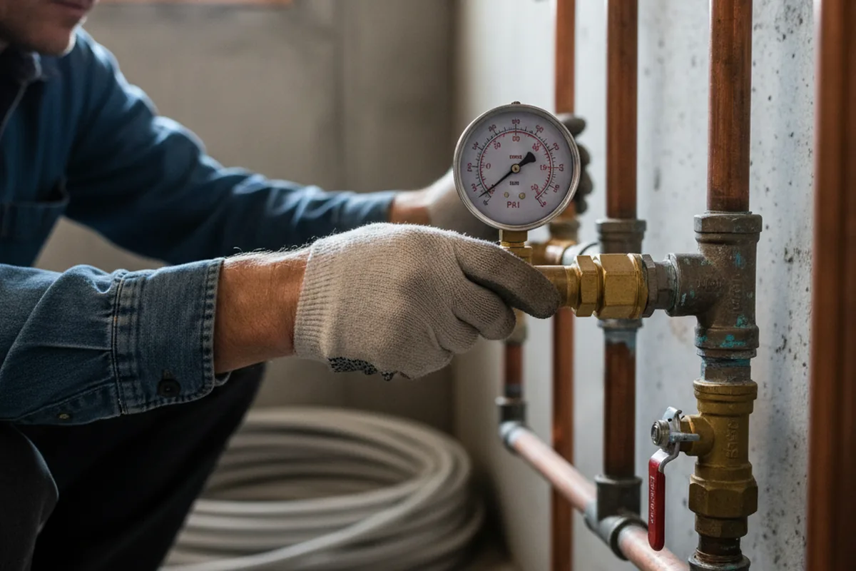 Pressure testing a repaired line during Water Line Repair in Wheaton